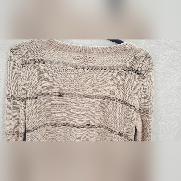 LOFT Metallic mesh Knit Striped Cotton Boho  Women's Cardigan Size M - Picture 6 of 10
